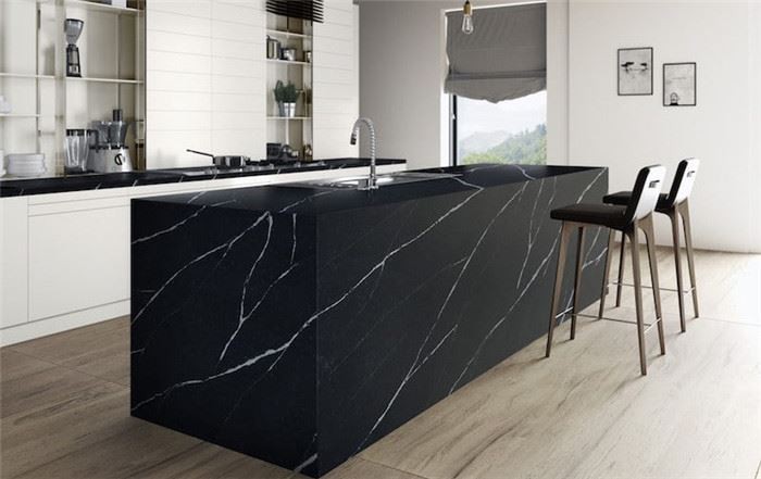 black and white quartz countertops kitchen top