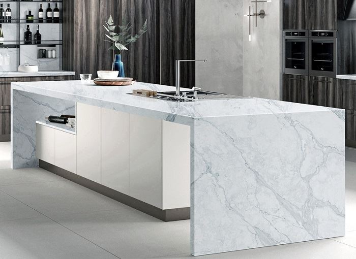 white quartz with grey veins countertops