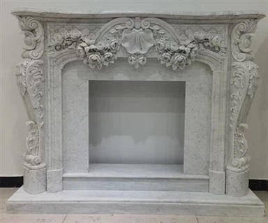 Beyaz Ve Gri Mermer Şömine